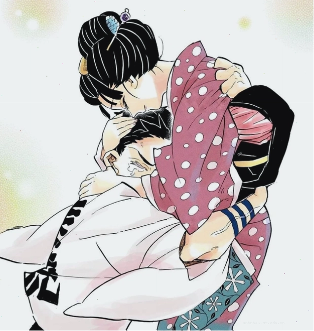 Akaza và vợ fanart: Hakuji nhìn về phía Koyuki với ánh mắt trìu mến