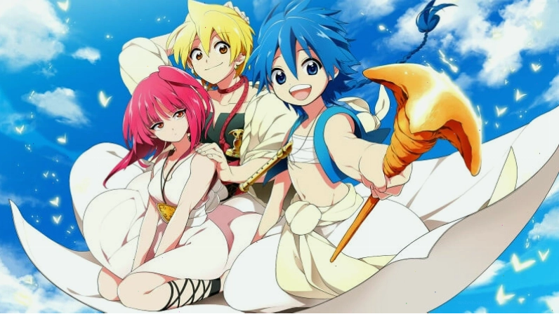 Aladdin và bạn bè trong bộ phim anime Magi: The Labyrinth of Magic