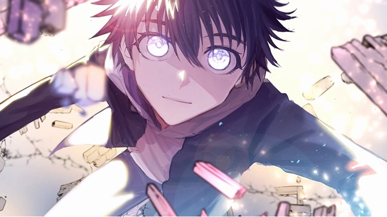 Ảnh anime boy với biểu cảm bí ẩn trên nền máy tính