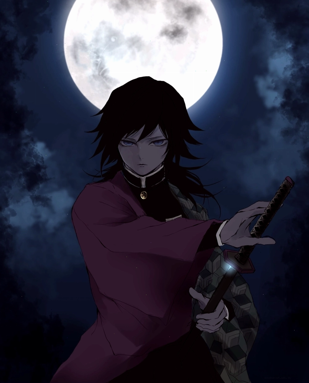 Ảnh anime Giyuu Tomioka trong phong cách kiếm sĩ