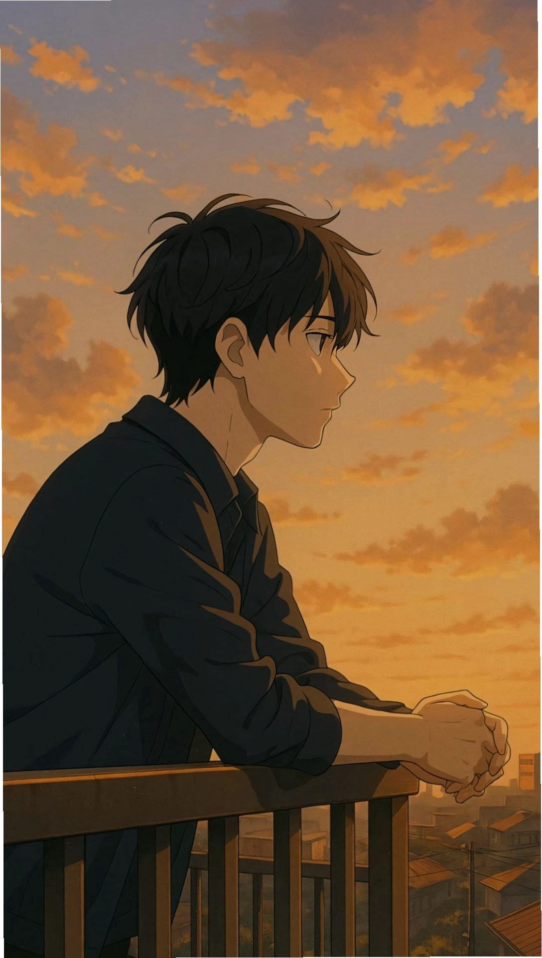 Ảnh anime nam buồn lạnh lùng với ánh mắt xa xăm và biểu cảm trầm tư