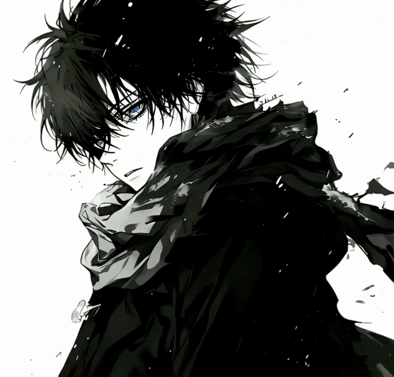 Ảnh anime nam đen trắng với góc nhìn nghệ thuật