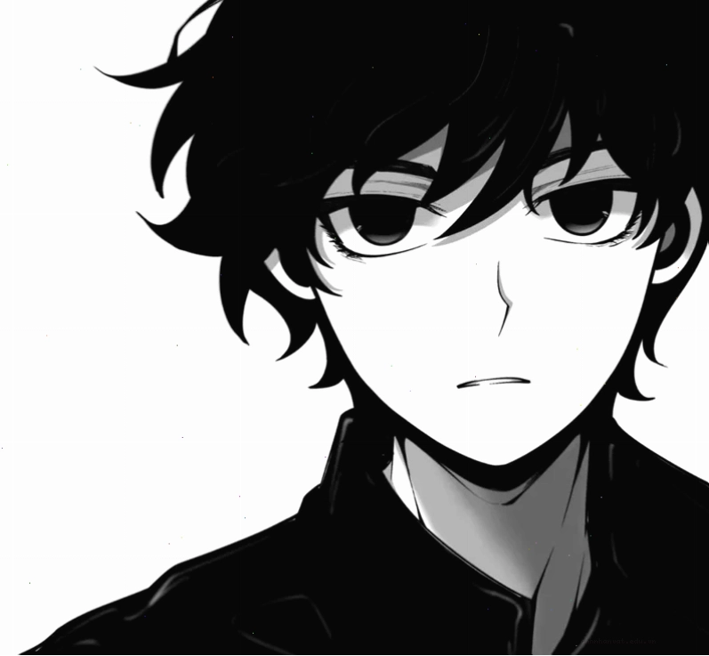Ảnh anime nam lạnh lùng trắng đen với vẻ ngoài điềm tĩnh