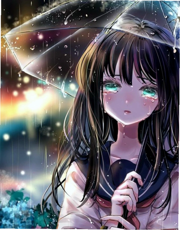 Ảnh anime nữ khóc, quặn đau giữa dòng đời vô thường