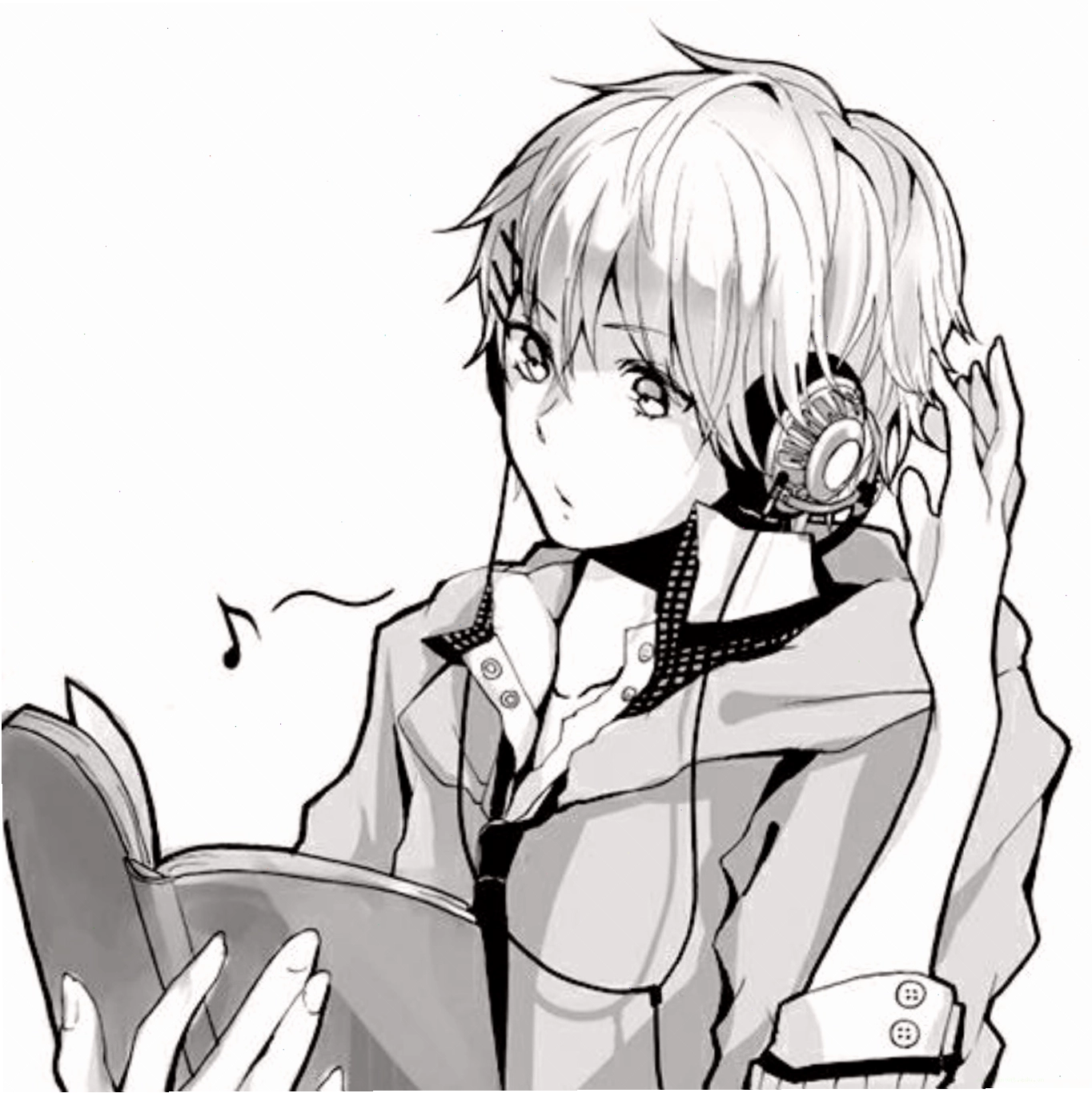 Ảnh anime trắng đen cá tính thể hiện tâm trạng buồn nhưng đầy sức hút