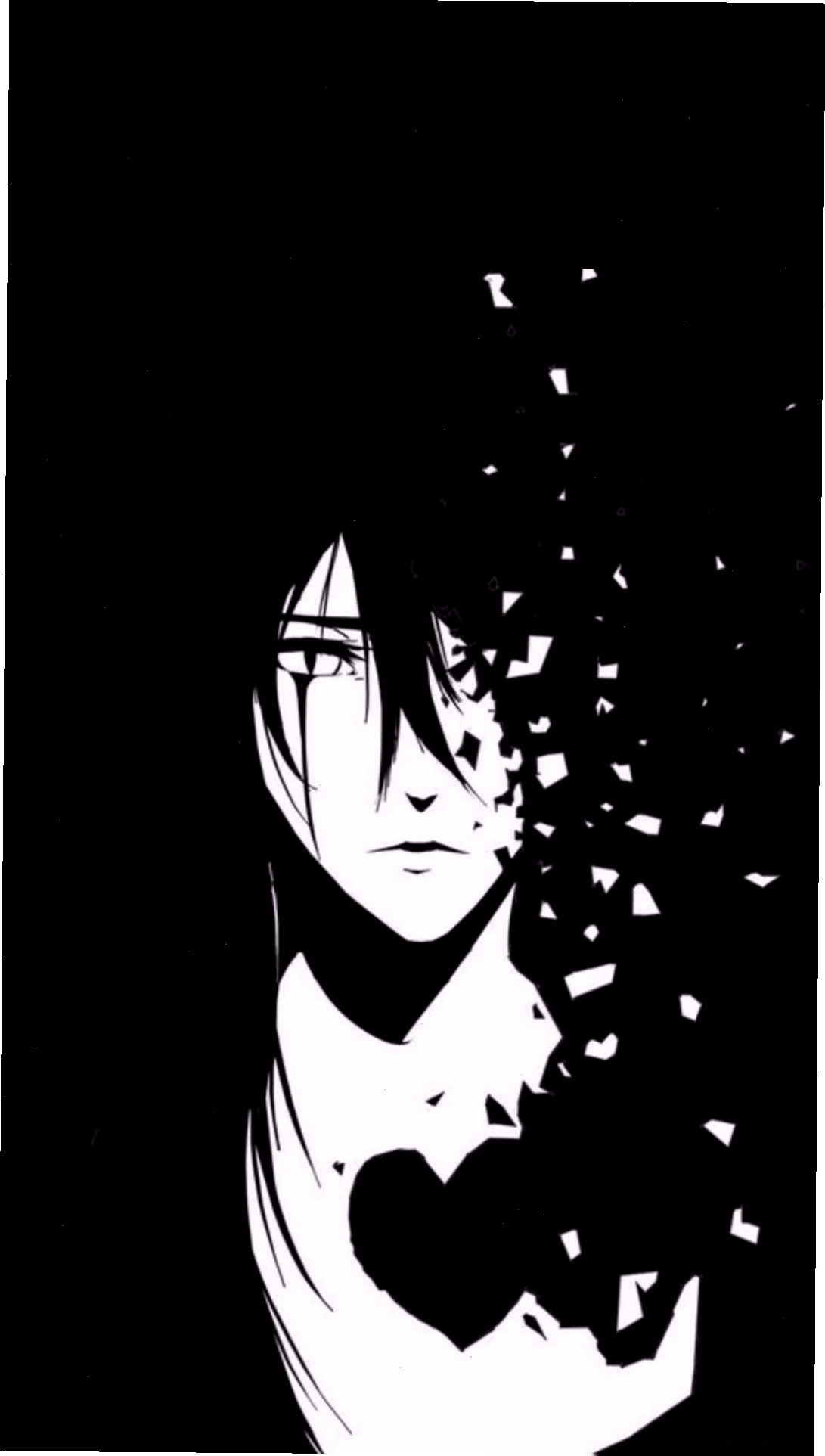 Ảnh anime trắng đen đẹp làm hình nền điện thoại