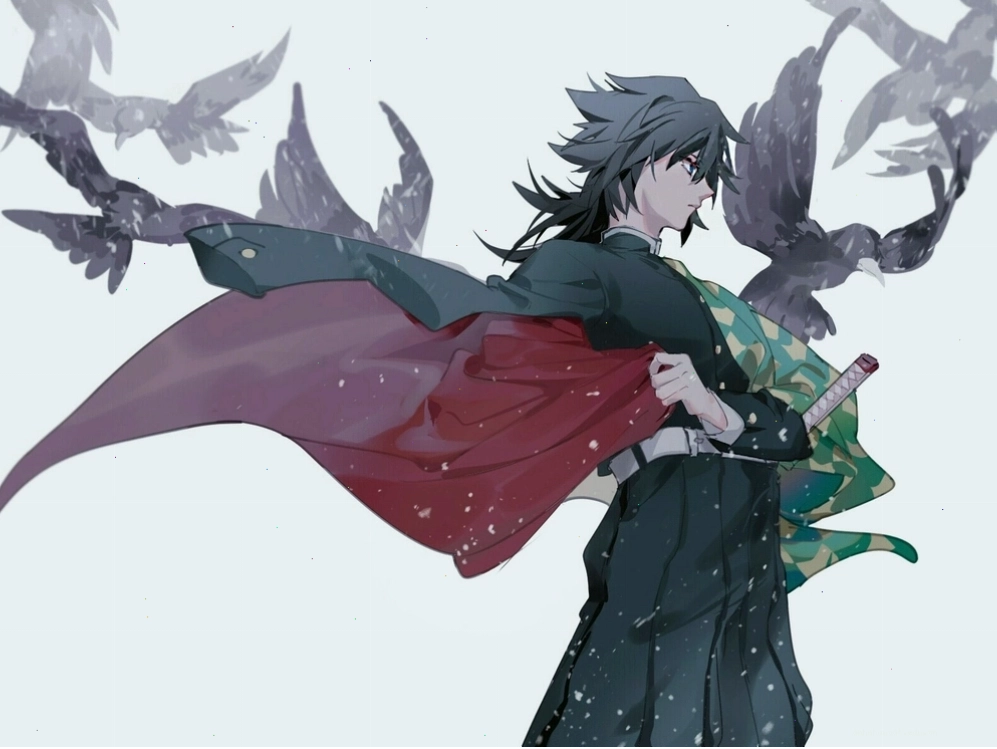 Ảnh fanart Giyuu Tomioka với ánh nhìn lạnh lùng, trầm tư