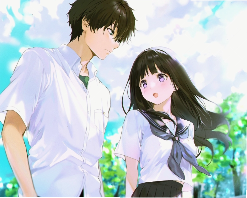 Ảnh Hyouka và Chitanda lãng mạn dưới ánh trăng