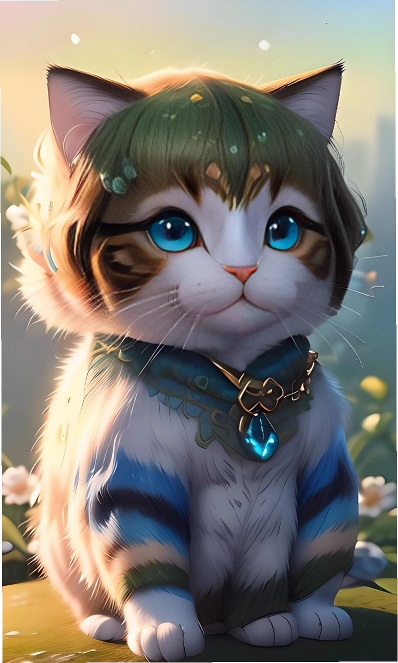Ảnh mèo chibi cute đang lim dim mắt ngủ