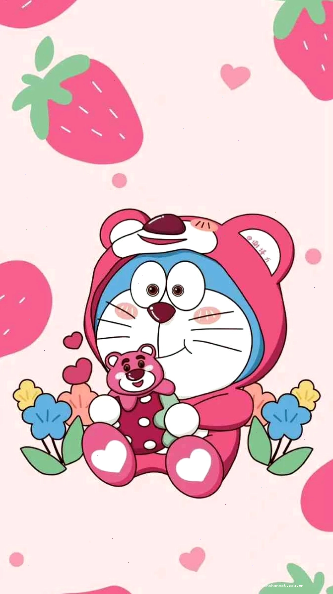 Ảnh mèo máy Doremon dễ thương màu hồng cute
