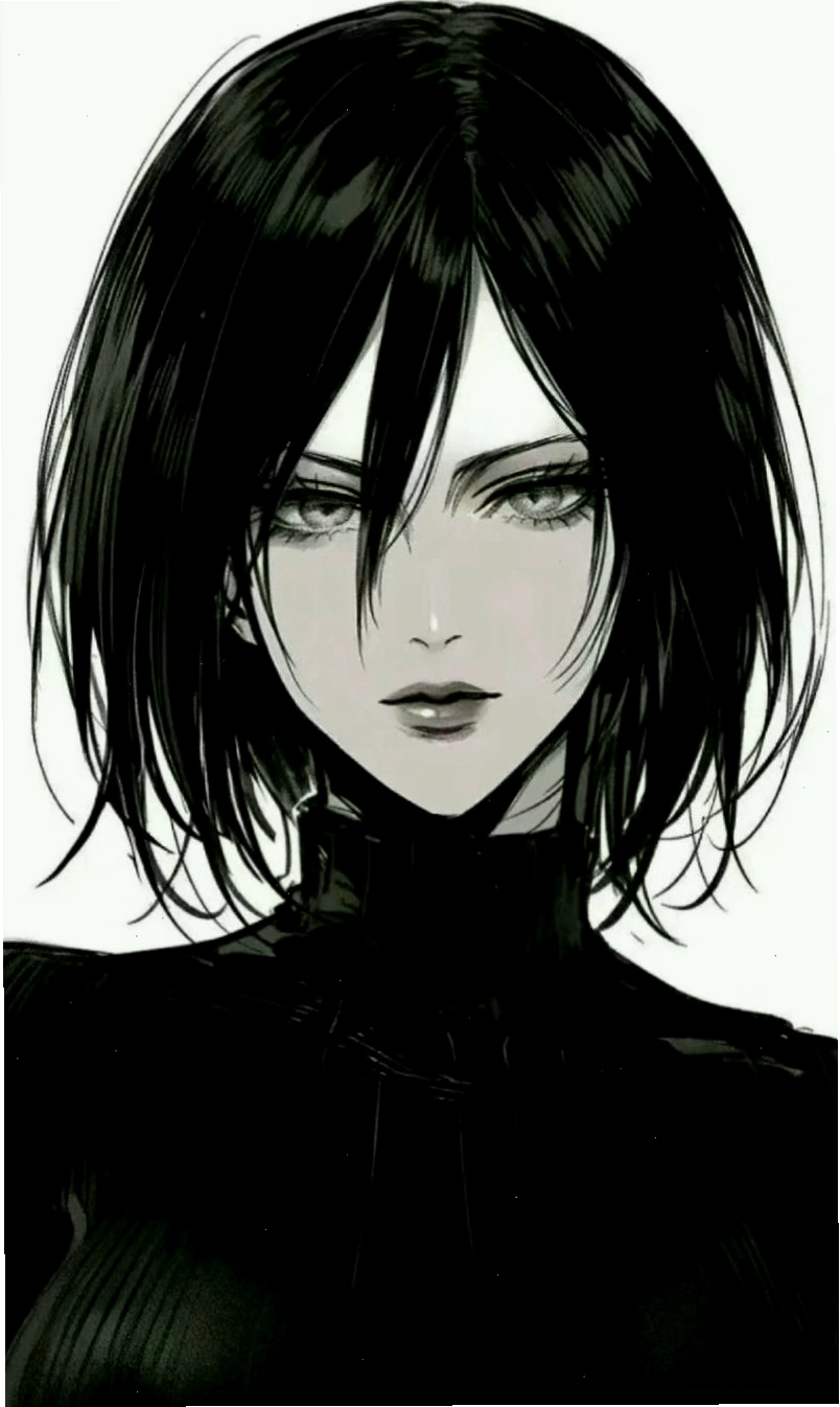 Ảnh Mikasa Ackerman Chibi đen trắng