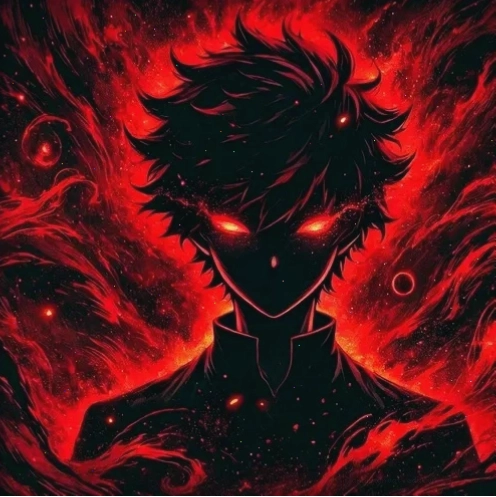 Anime nam ác quỷ với ánh mắt lạnh lùng và biểu cảm bí ẩn