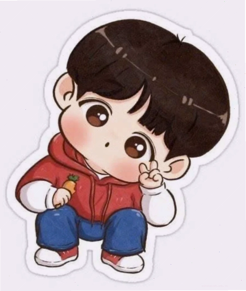 Anime nam chibi với biểu cảm tinh nghịch