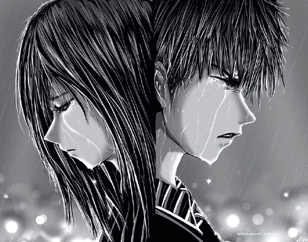 Anime nữ khóc sau khi chia tay, thể hiện sự đau khổ trong tình yêu