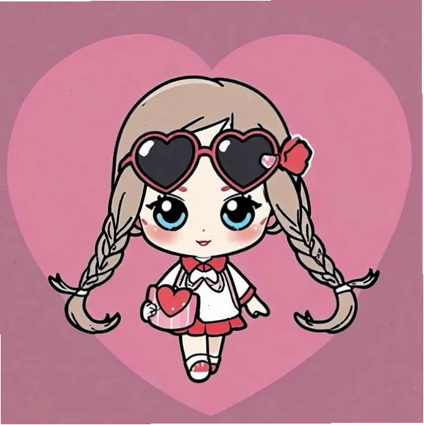 Avatar chibi nữ với mái tóc hồng đáng yêu