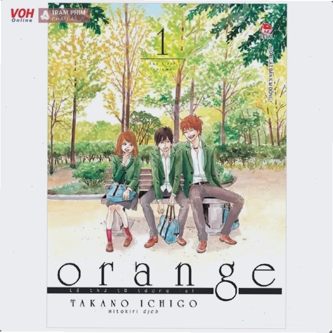Bìa truyện manga Orange với các nhân vật chính