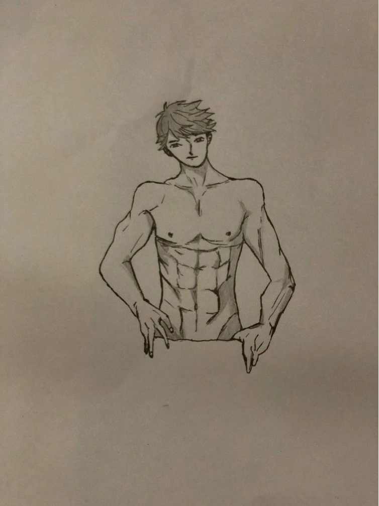 Bức vẽ anime boy 6 múi chất ngầu