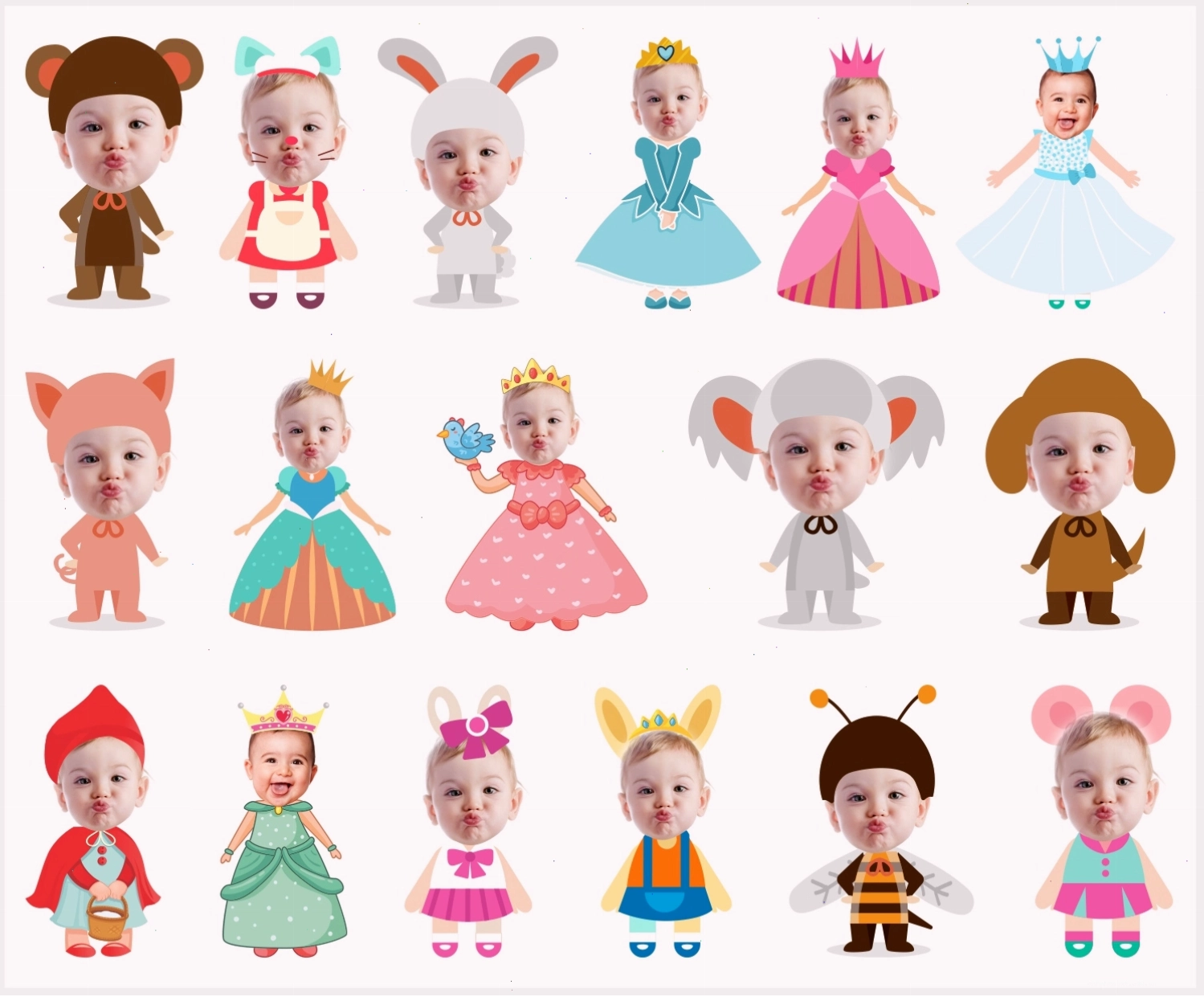 Chibi ghép hình sinh nhật bé gái