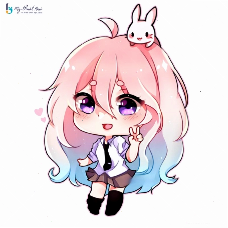 Chibi nữ tinh nghịch với mái tóc buộc hai bên