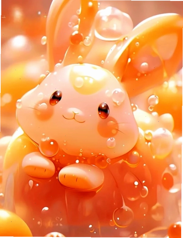Chú thỏ chibi đang giơ hai tay lên cao