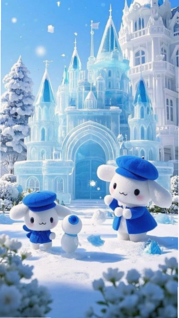 Cinnamoroll anime cute dạo chơi trong lâu đài băng tuyết