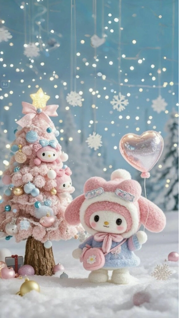Cinnamoroll anime cute hóa công chúa với tuyết rơi lãng mạn