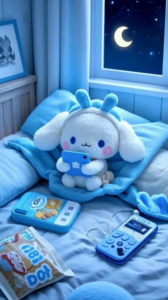 Cinnamoroll anime cute nằm trên giường ấm áp