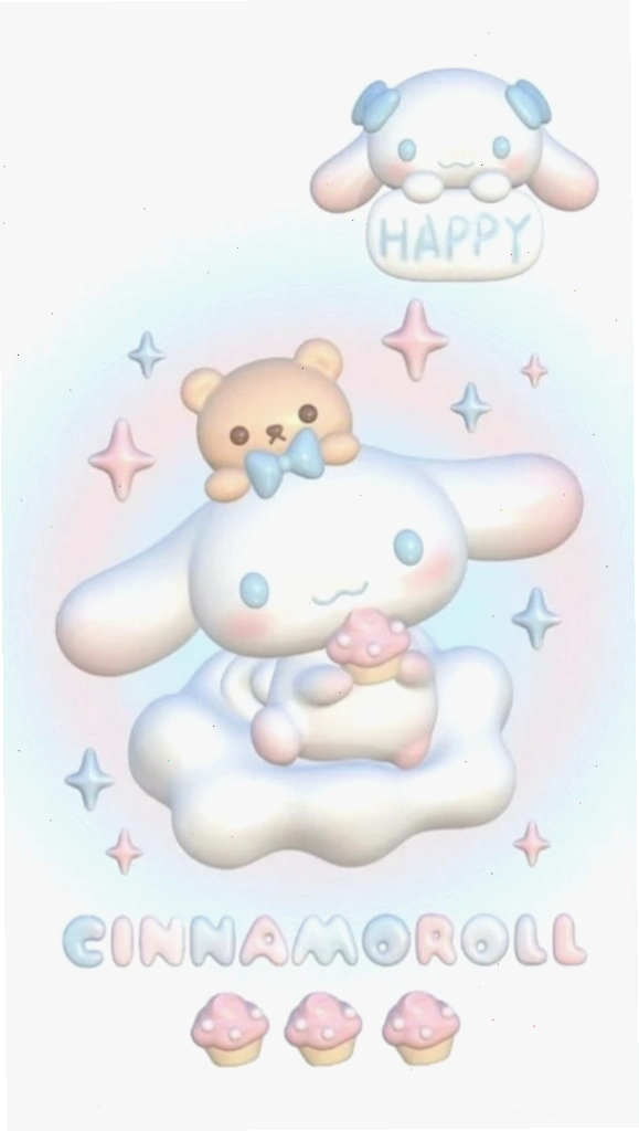 Cinnamoroll anime cute ôm gấu bông màu pastel