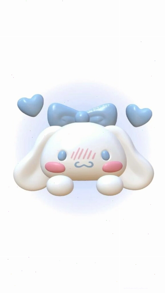 Cinnamoroll trắng nền, má hồng tim bay siêu cute