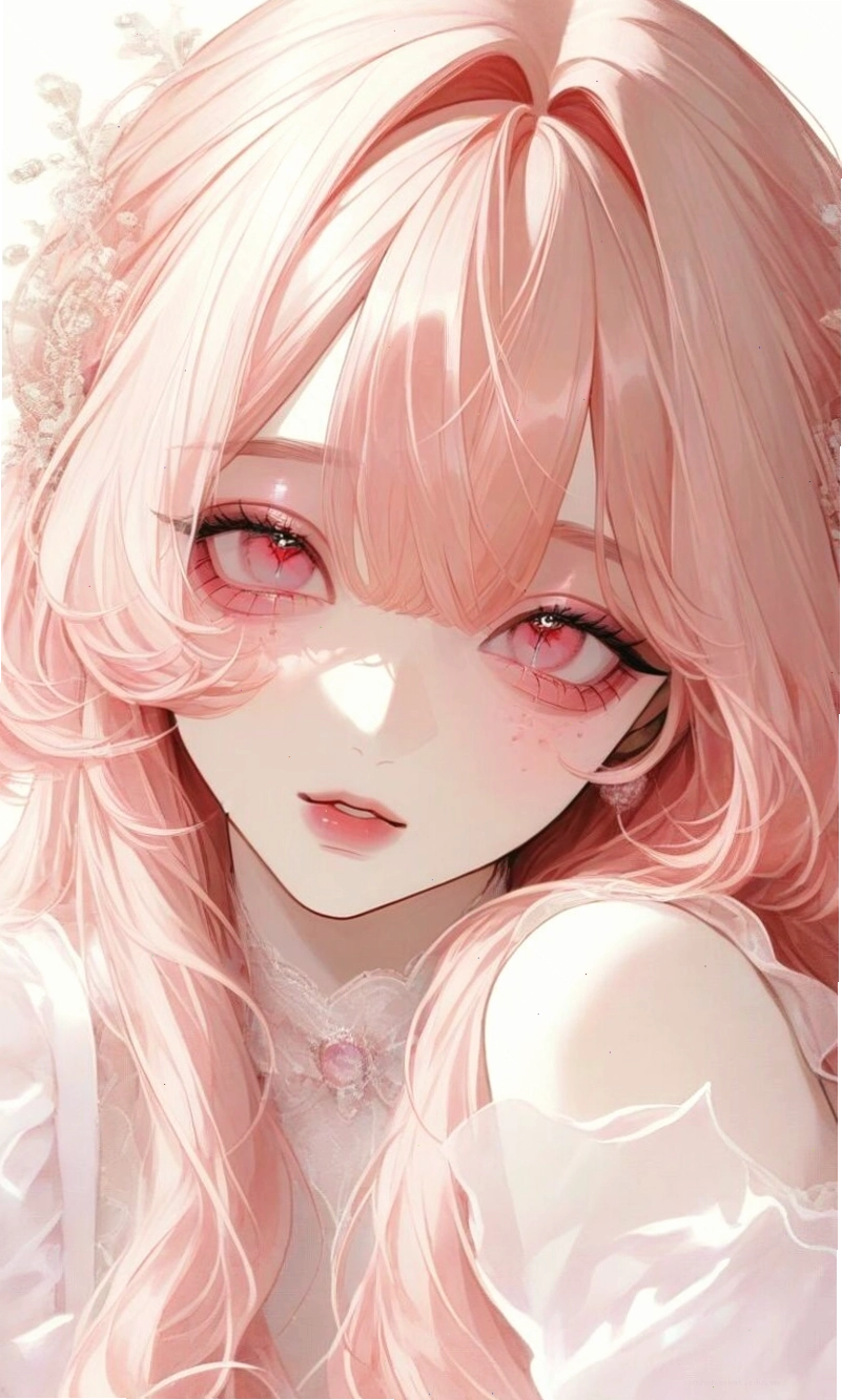 Cô gái anime tóc hồng với trang phục ấn tượng