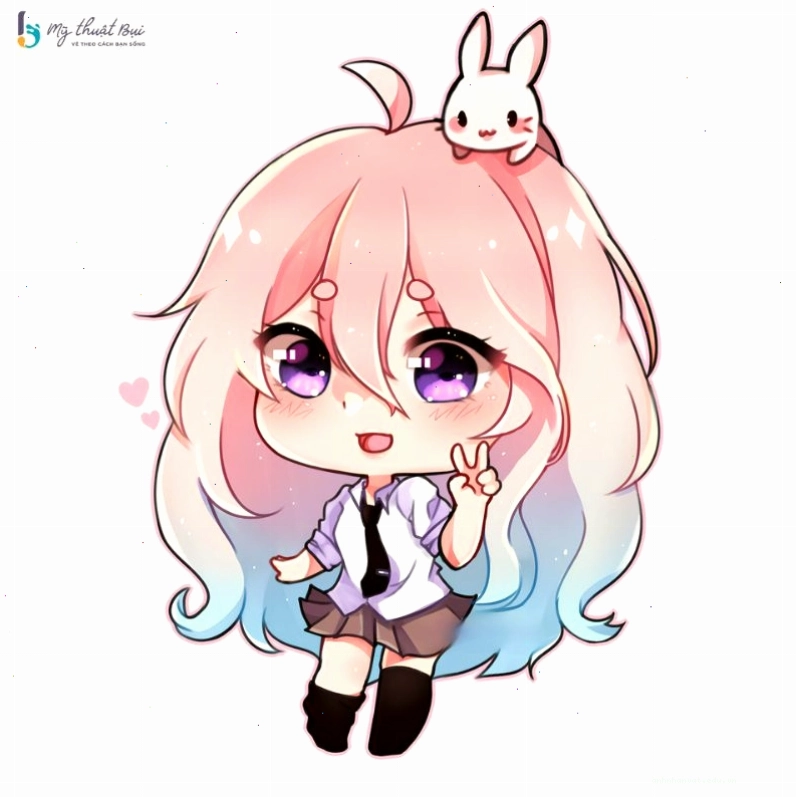 Cô gái chibi đang thưởng thức một ly trà sữa