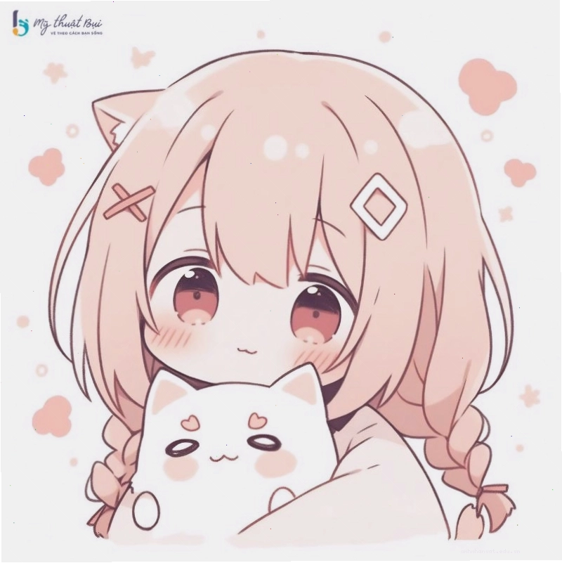 Cô gái chibi dễ thương với biểu cảm ngạc nhiên