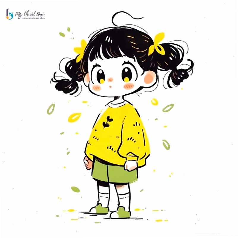Cô gái chibi dễ thương với mái tóc hồng và đôi mắt to tròn long lanh