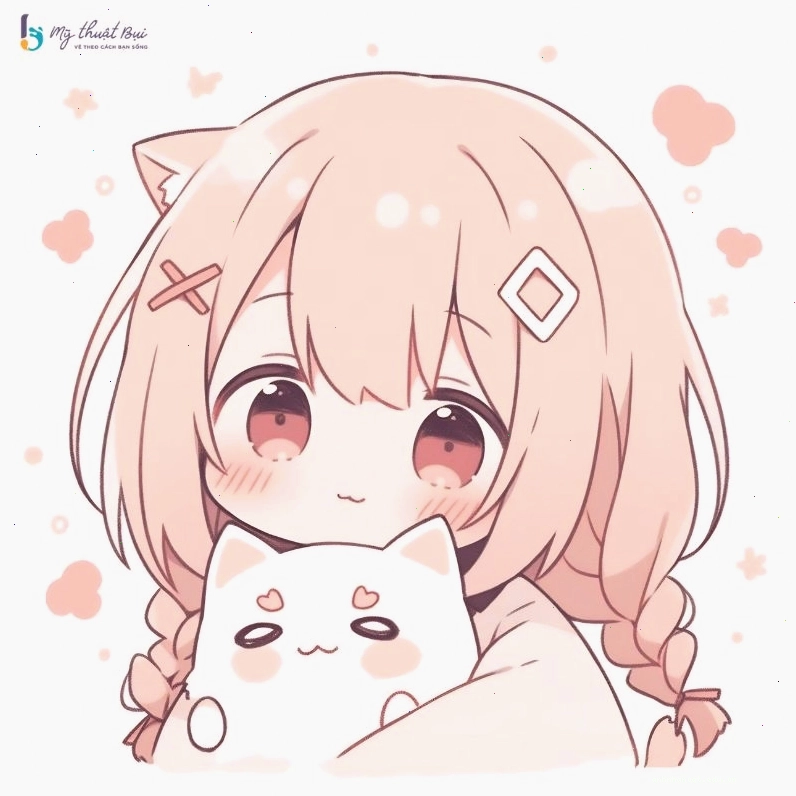 Cô gái chibi đội mũ len, biểu cảm ngạc nhiên