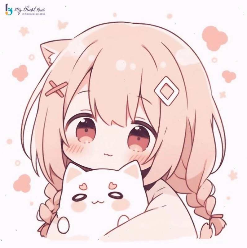 Cô gái chibi mặc váy trắng tinh khôi, dịu dàng