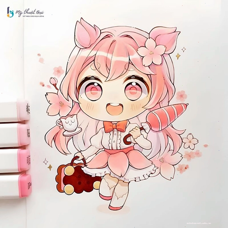 Cô gái chibi mang phong cách fantasy với trang phục phù thủy