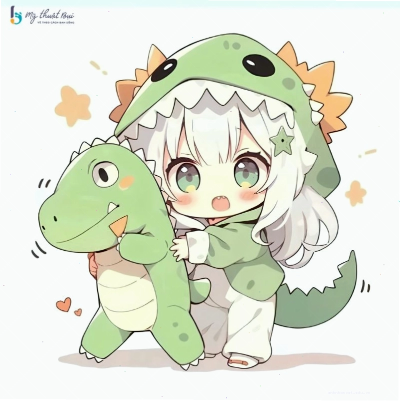 Cô gái chibi ngồi trên xích đu thư giãn