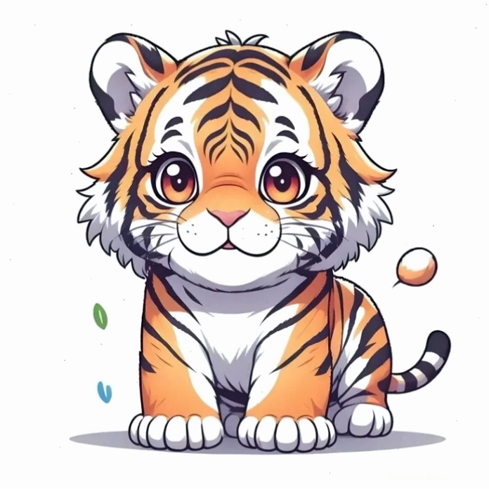 Con hổ cute chibi với vẻ mặt ngơ ngác