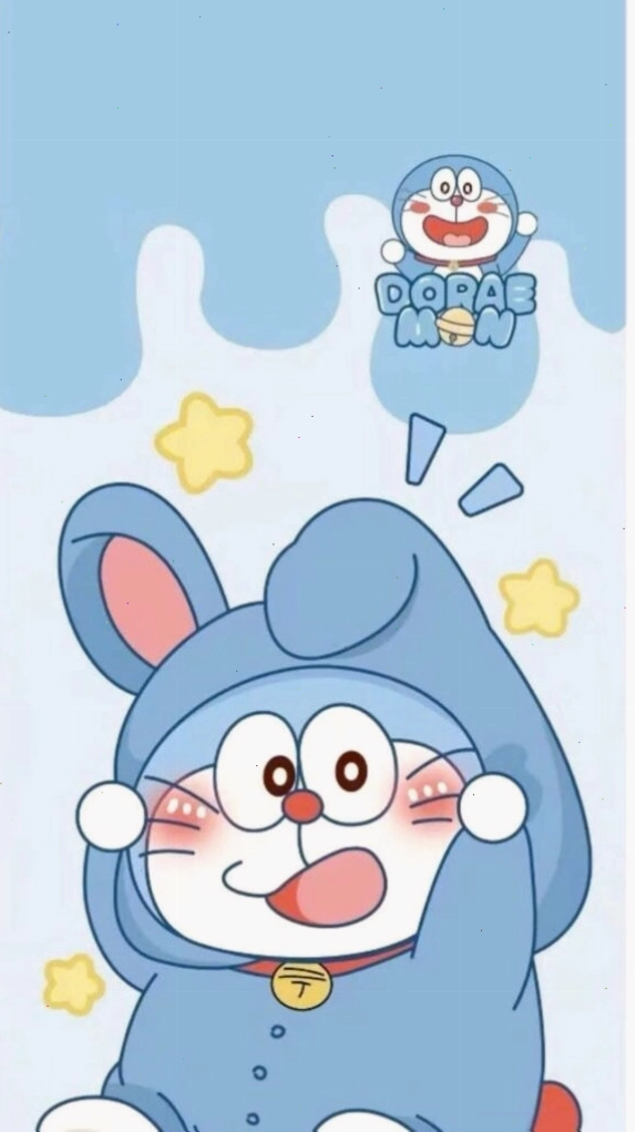Doraemon đáng yêu đội mũ tai thỏ