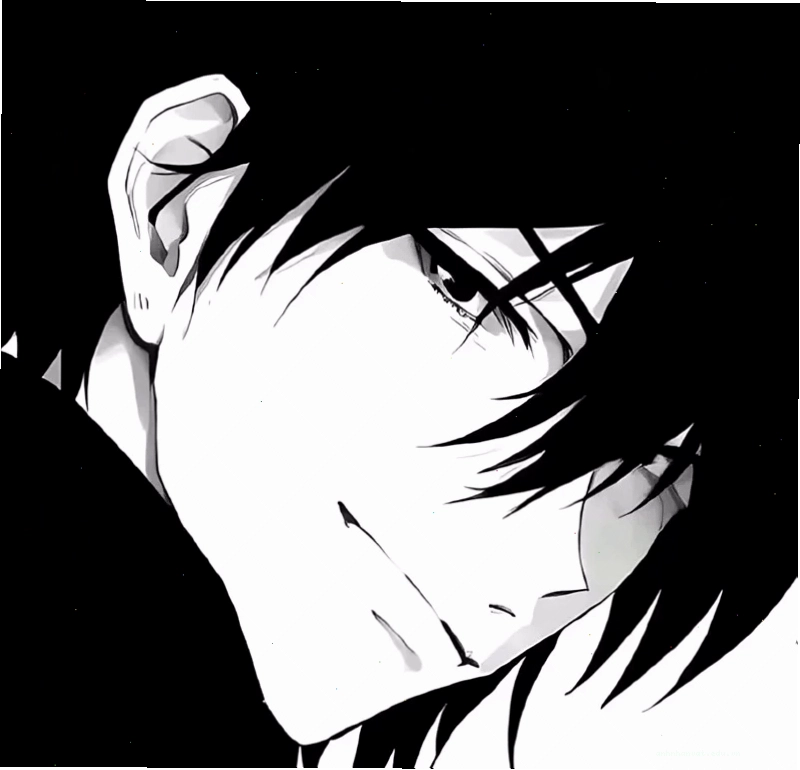 Hình ảnh anime nam với tone màu đen trắng tạo cảm giác u buồn