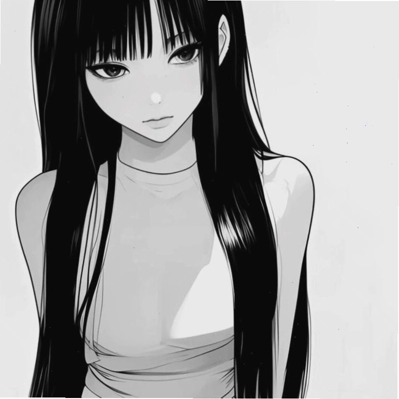 Hình ảnh anime nữ lạnh lùng đen trắng đầy nghệ thuật
