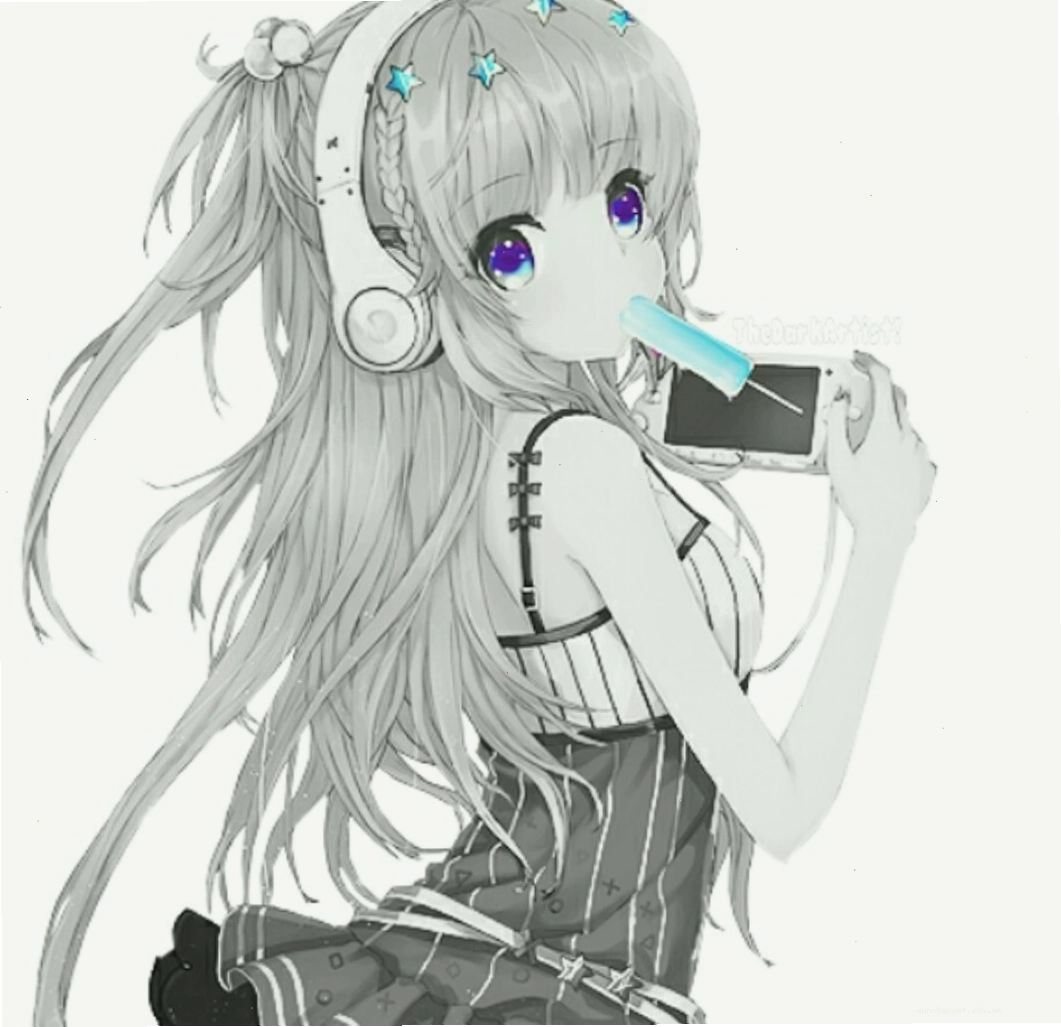 Hình ảnh anime trắng đen dễ thương thể hiện nét buồn man mác