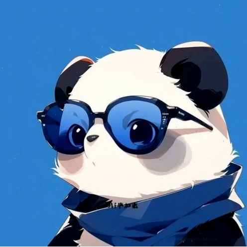 Hình ảnh avatar gấu trúc đeo kính tròn xanh, quàng khăn, vẻ mặt ngầu mà vẫn cute