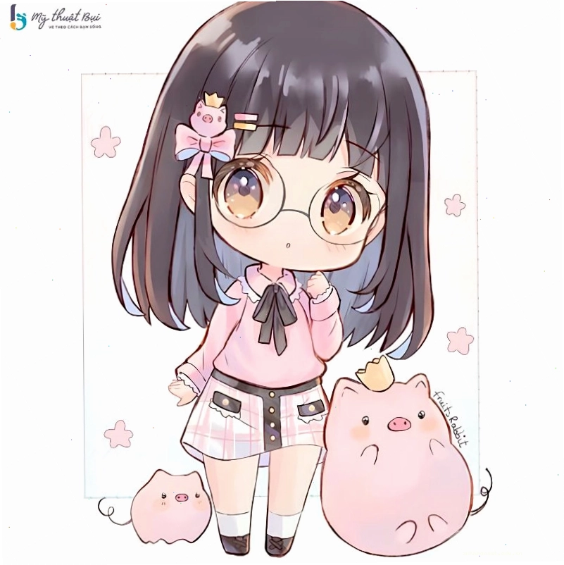 Hình ảnh chibi cô gái năng động với trang phục thể thao