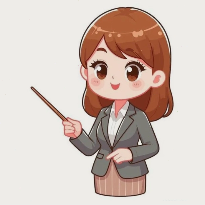 Hình ảnh chibi cô giáo và các bạn học sinh đang vui đùa