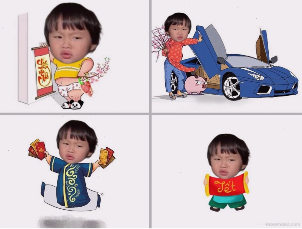 Hình ảnh chibi ghép mặt cho bé gái ngày Tết