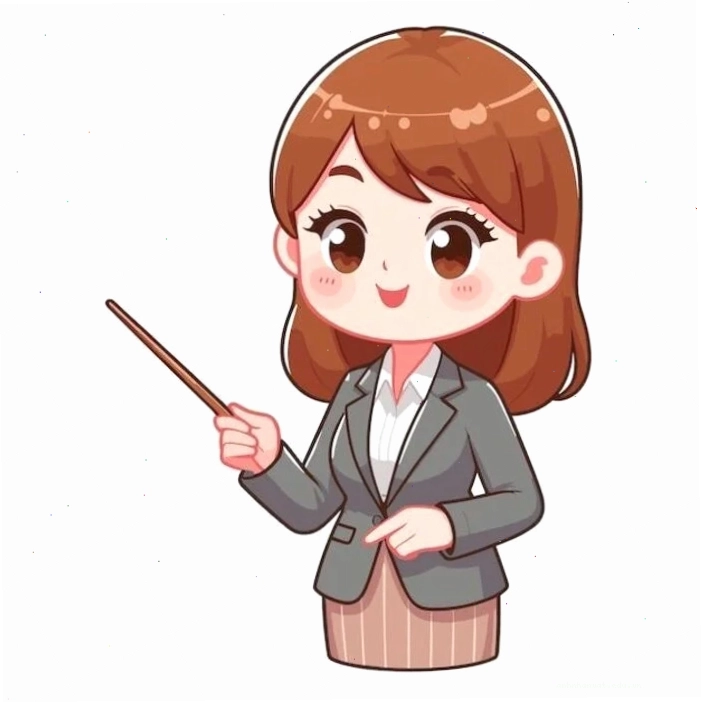 Hình ảnh cô giáo chibi với biểu cảm thân thiện