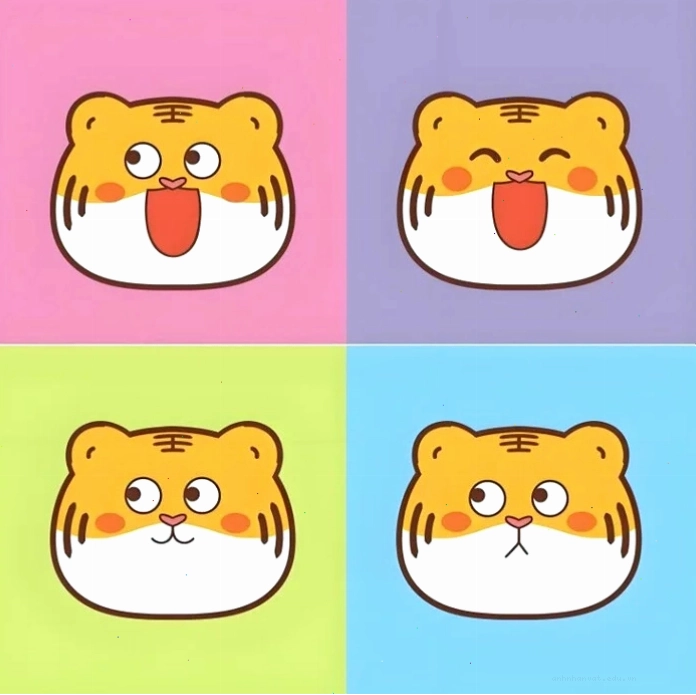 Hình ảnh con hổ chibi đang chơi đùa