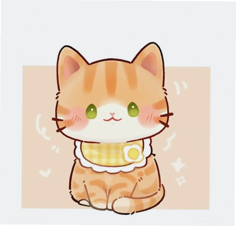 Hình ảnh mèo cute chibi đang chơi đùa với quả bóng len