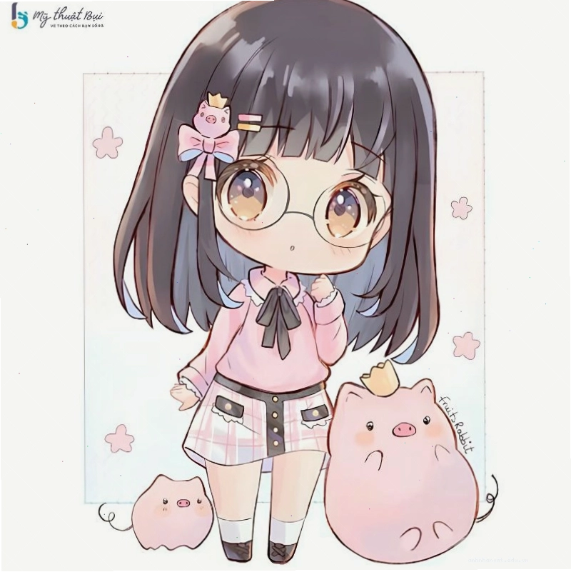 Hình ảnh nhân vật anime chibi nữ với đôi mắt to tròn và biểu cảm đáng yêu
